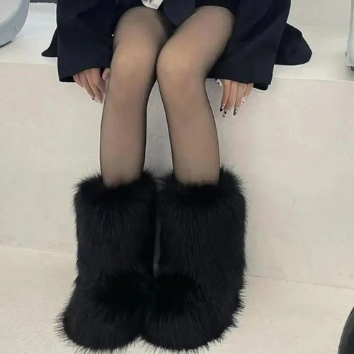 Womens fluffy faux fur boots - womens,