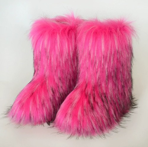 Faux fur boots - faux,