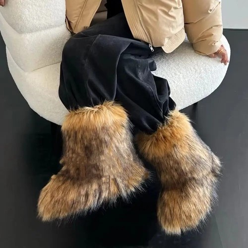 Faux fur boots for women - fur,